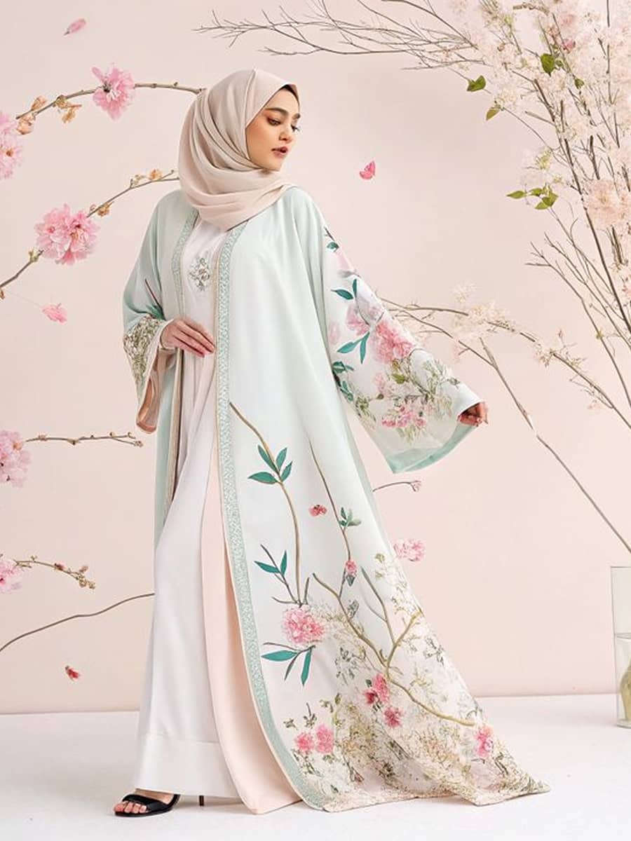 Abaya Floral Pastel