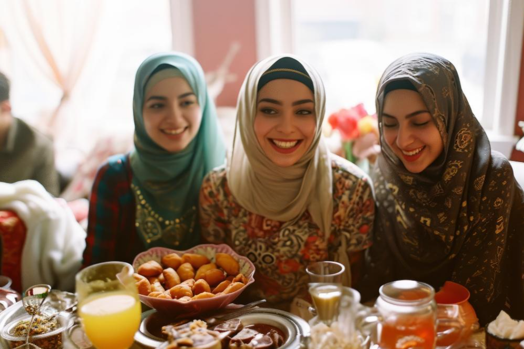 Adik-kakak berhijab yang terlihat bahagia ketika berkumpul lebaran